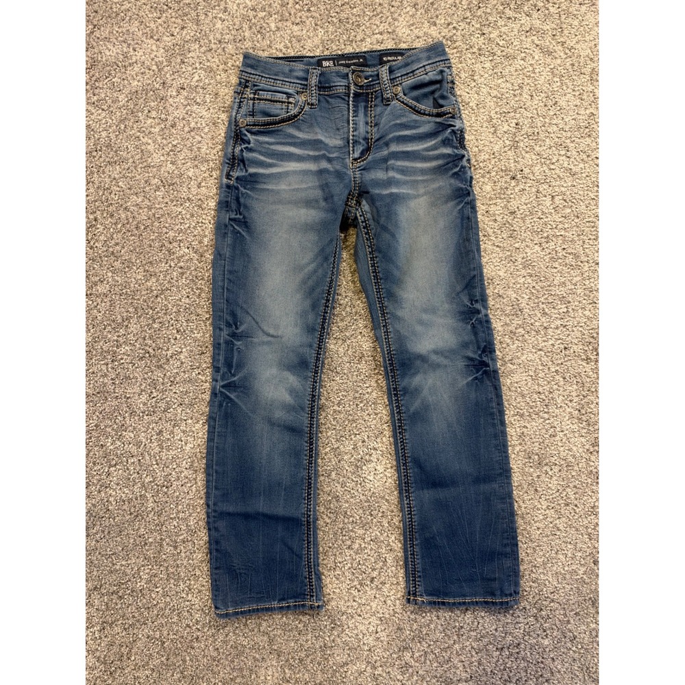 BKE Jeans Boys 10 Blue Jake Straight Jr. Distressed Stretch Denim Pants
